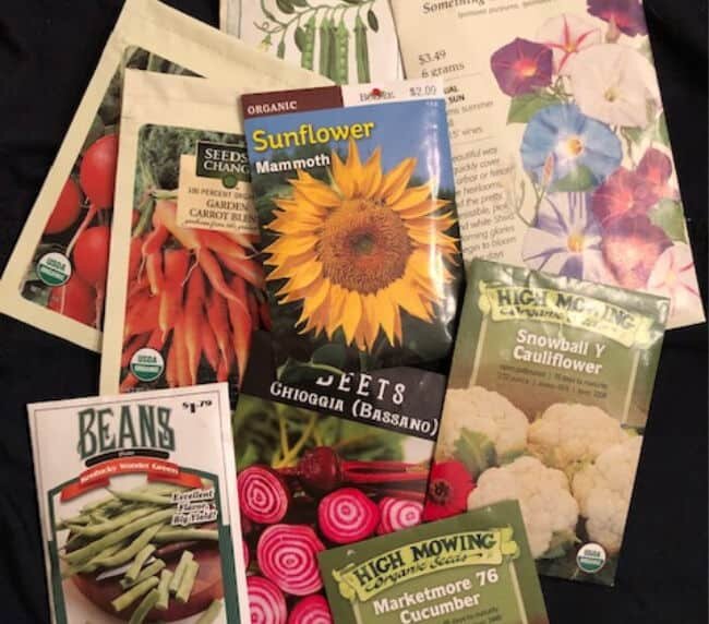 various assorted seed packets