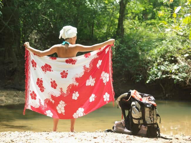 lady with sarong at river